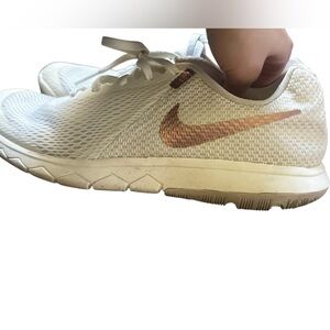 Nike White and Gold Athletic Shoes